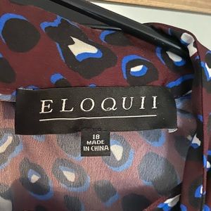 Eloquii Leopard Print Mock neck blouse with tie. Size 18
